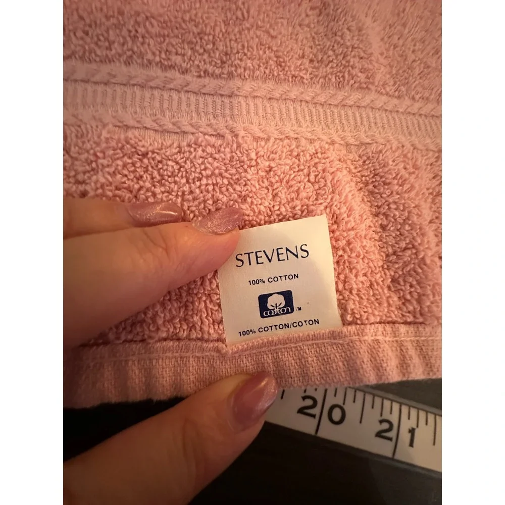 VTG Stevens Pink Bath Hand Towel Set Lace Bow Pearls Victorian Shabby Chic